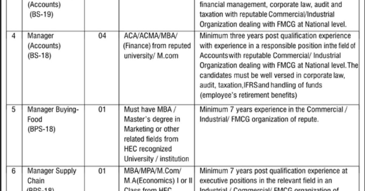 Utility Stores Corporation Jobs 2020 USC Pakistan Latest Newspaper