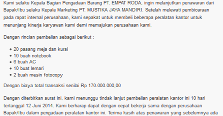 Contoh Surat Niaga Yang Dikeluarkan Oleh Pihak Penjual Adalah 5 Images