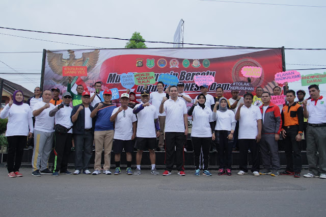 Sambut HUT Bhayangkara ke-73 Polres Muba Gelar Funbike, Gerak Jalan dan Senam Bersama