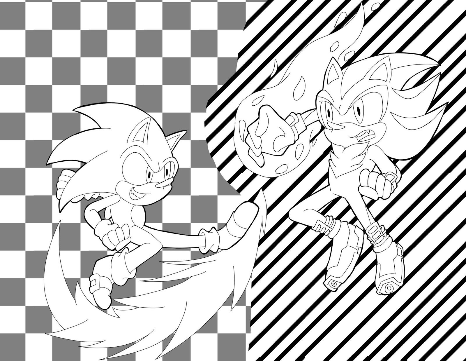 Galaxy Of Art Sonic VS Shadow Coloring Page Galaxy Of Art Sonic VS Shadow Coloring Page