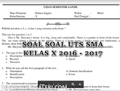  soal UTS berikut ini kami bagikan sebagai contoh dan referensi bagi Bapak Download Contoh Soal UTS SMA Kelas X Terbaru 2016/2017