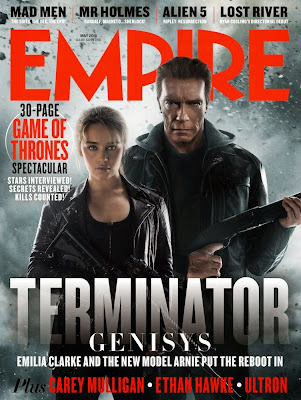 Terminator Genisys Empire Cover featuring Emilia Clarke and Arnold Schwarzenegger