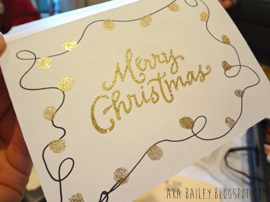Gold embossed Merry Christmas holiday card