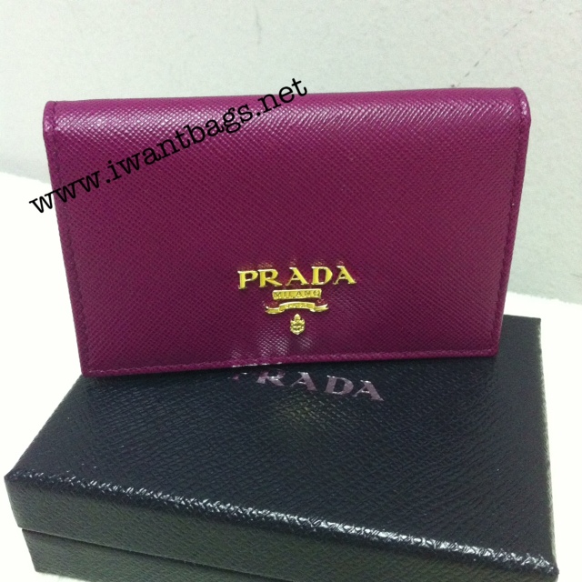 Prada Saffiano Bifold Card Case Wallet 1M1122 Ametista Purple 