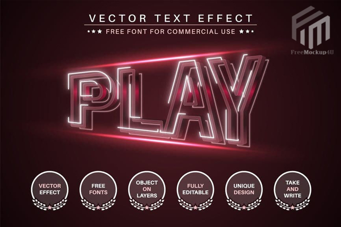 Red Play Editable Text Effect Font Style Red Play Editable Text Effect Font Style