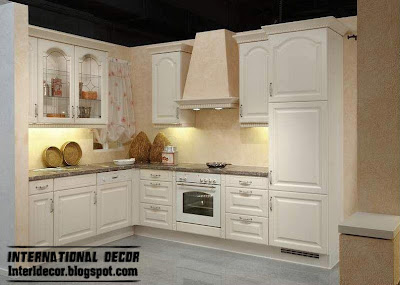 white kitchen cabinets with classic design, wood kitchen cabinets