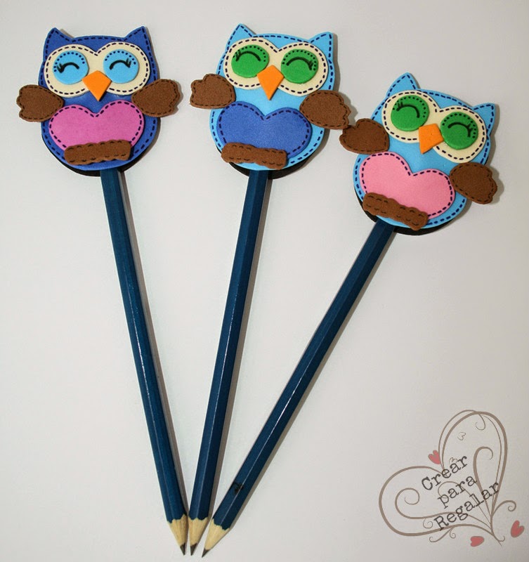 buhos goma eva decorar lapices