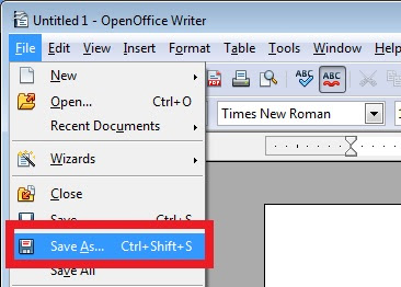 open office file saving