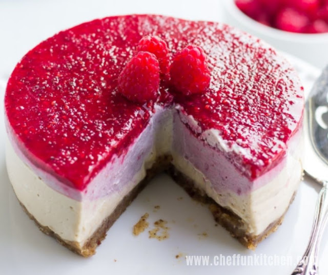 Layered Raspberry Vegan Cheesecake