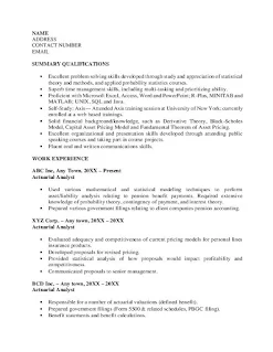 Actuarial Analyst Resume Examples
