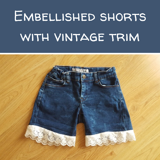 Embellished shorts with vintage trim