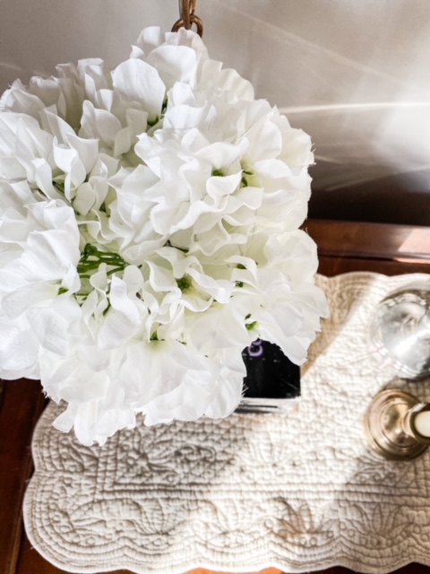 white faux flowers