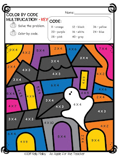 Halloween Color By Number Multiplication Haunted House