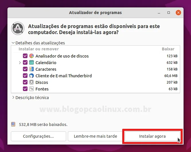 Atualizador de Programas do Ubuntu 21.10 (Impish Indri)