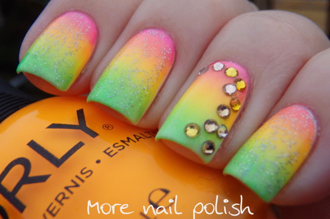 Vibrant Rainbow Nails with Swarovski Crystals