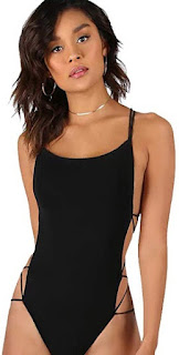 Women's Sleeveless Scoop Neck Strappy Backless Bodysuit