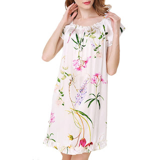 19 Momme Floral Printed Loose Silk Nightgown