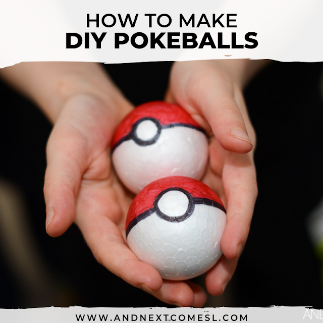 DIY tutorial for homemade pokeballs for kids