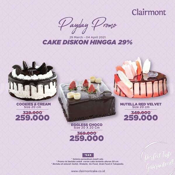 Clairmont Promo Payday! Cake Diskon hingga 29%