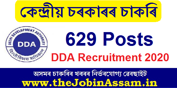 DDA Recruitment 2020: Apply Online for 629 Posts