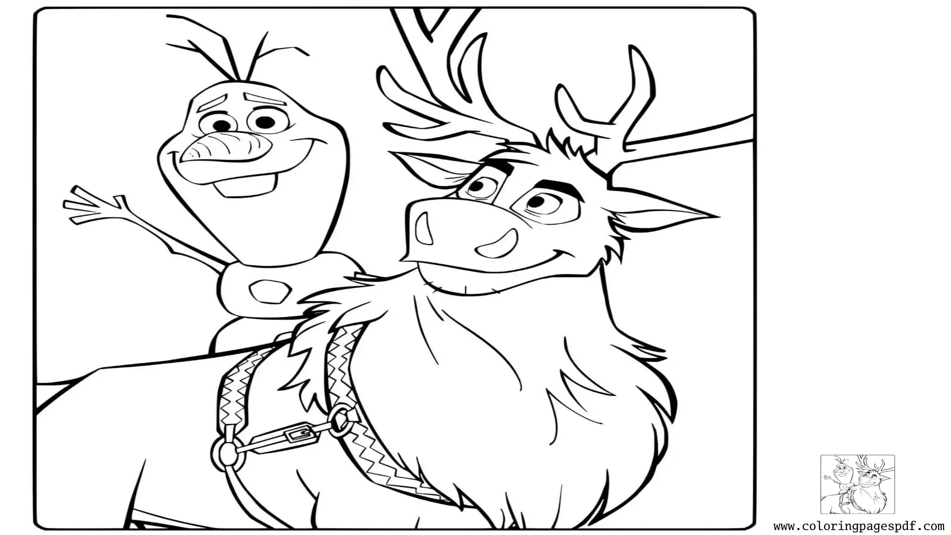 Coloring Page Of Olaf And Sven