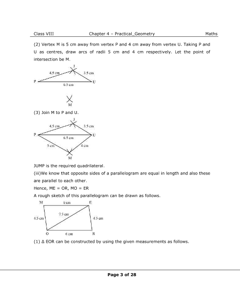 NCERT Solutions For Class 8 Maths Chapter 4 Practical Geometry