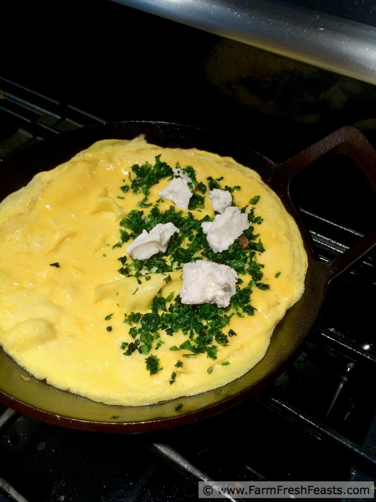Farm Fresh Feasts Garlic Scape and Goat Cheese Omelette