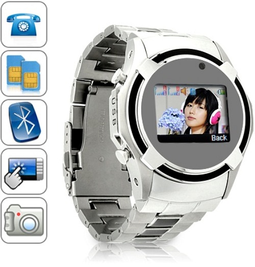 Cell Phone Watch with Dual SIM and Touchscreen Solution for a Small