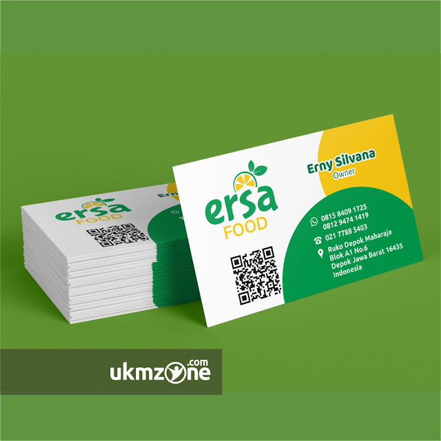 Jasa desain kartu nama untuk usaha mikro kecil menengah UMKM IKM Ersa Food Depok - UKM ZONE Jasa desain kartu nama untuk usaha mikro kecil menengah UMKM IKM Ersa Food Depok - UKM ZONE