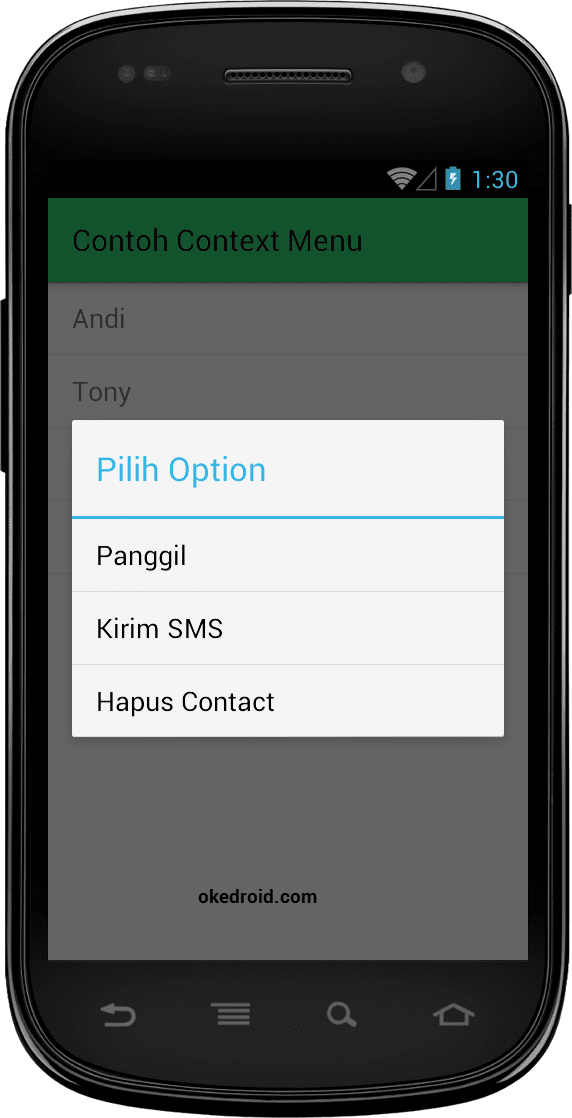 Cara Menerapkan Contoh Context Menu Android Okedroid Belajar Coding