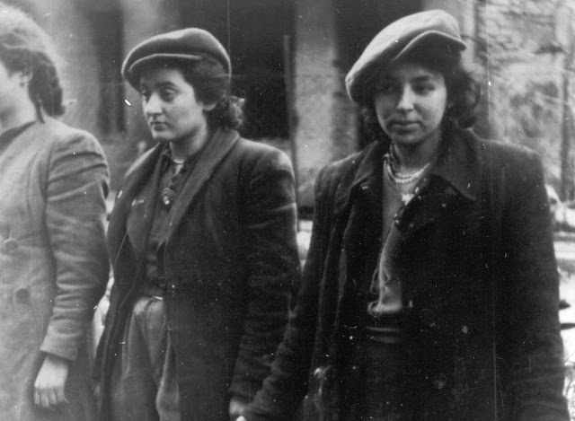 Women Jewish resistance fighters captured by the Germans during the Warsaw Ghetto Uprising, 1943