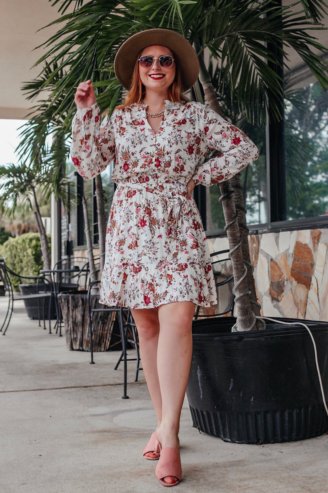 Work Appropriate LOFT Floral Ruffle Hem Dress From Summer into Fall 