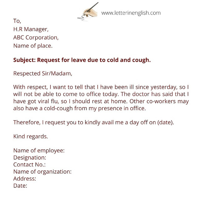 Sick leave application letter & email Medical leave letter format