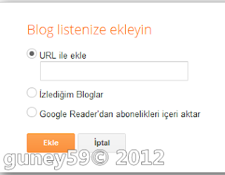 Blog listesi URL'sini ekleyin