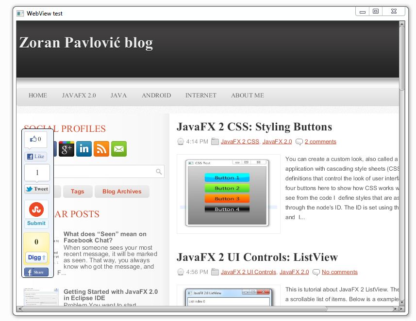 JavaFX 2: WebView ~ Zoran Pavlović blog