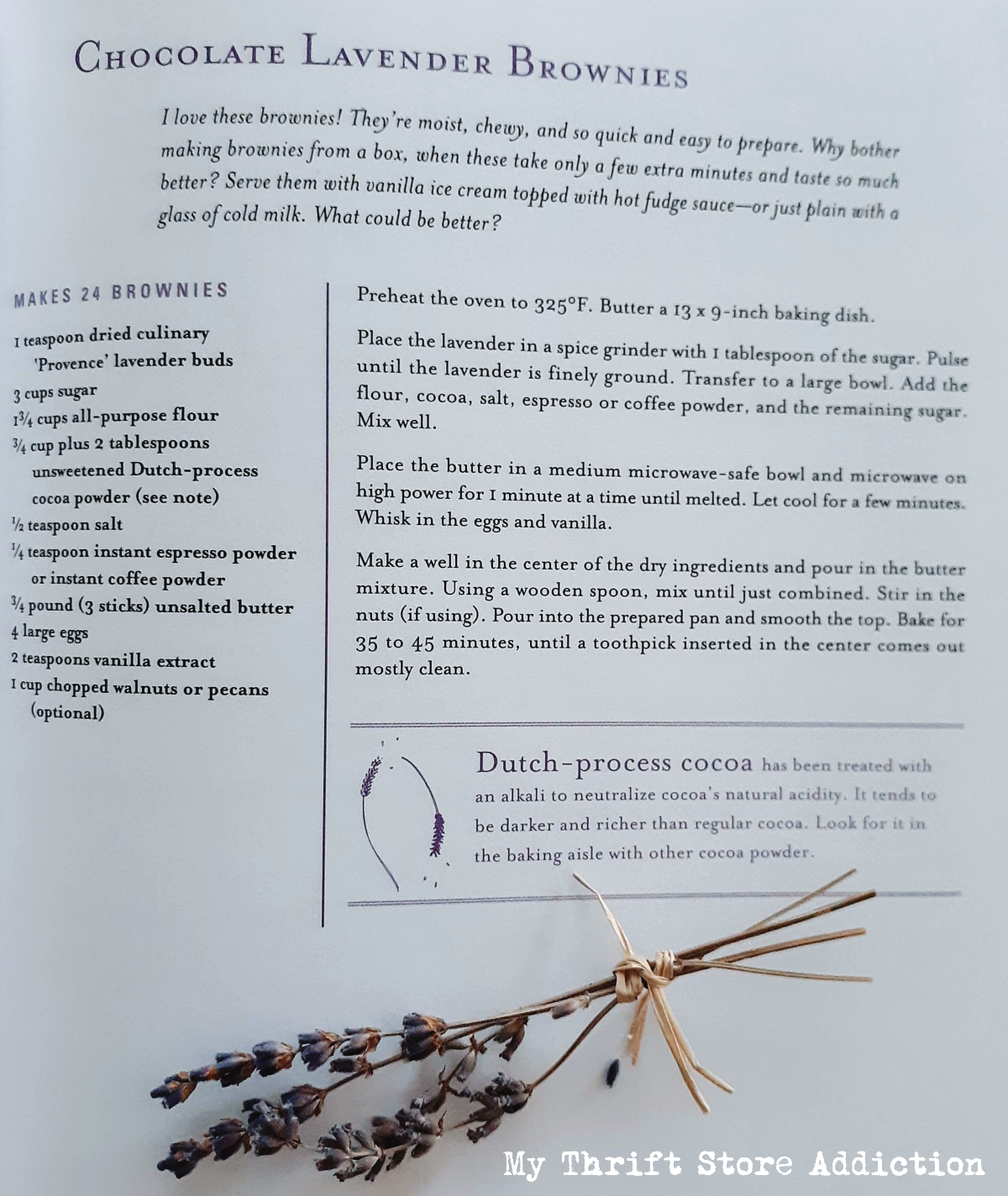 The Lavender Cookbook brownie recipe