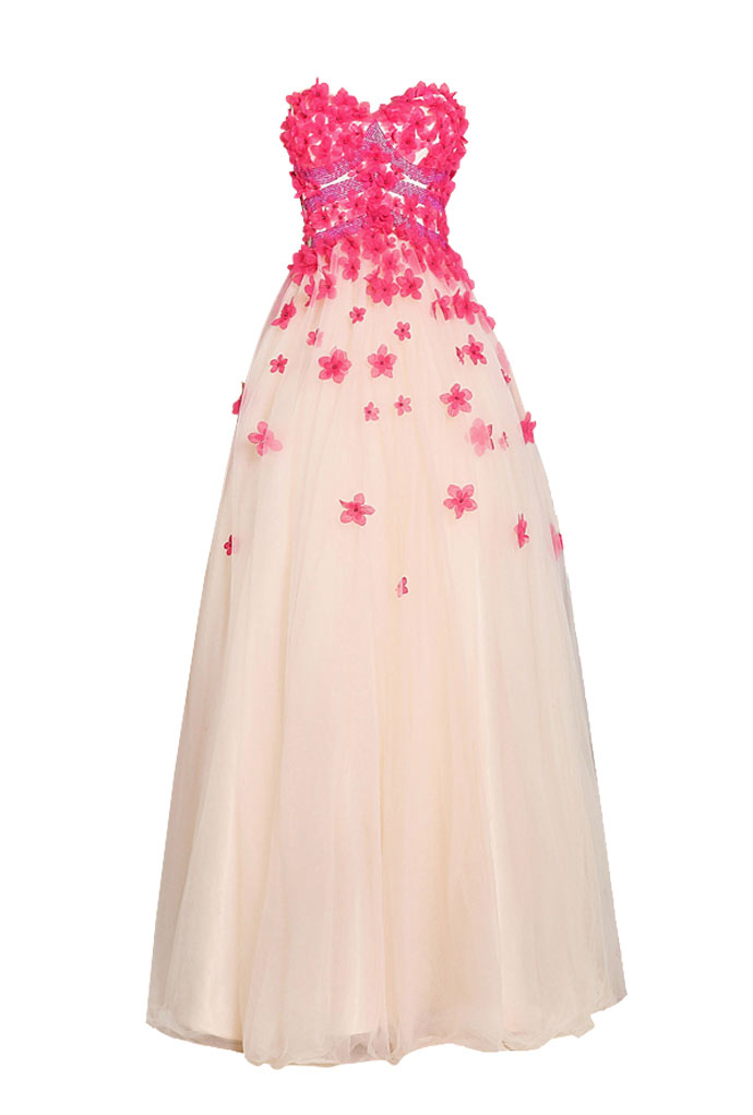 Pink Flower Applique Dress ~ Iconic Gowns
