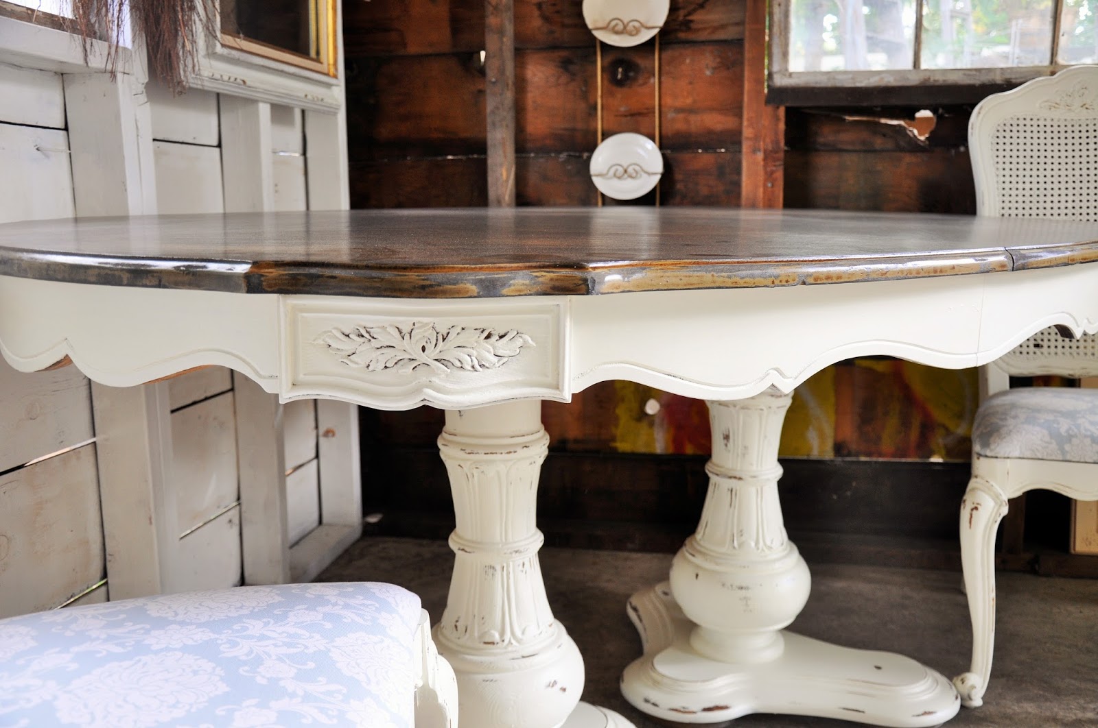 Rustique Restoration Vintage Table and Cane Back Chairs