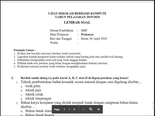 Soal ujian sekolah kimia beserta jawabannya