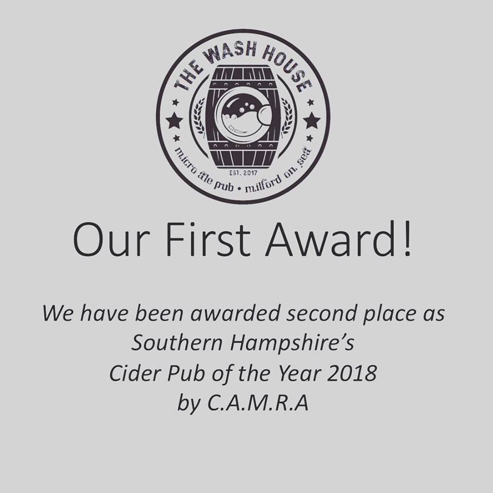 Enjoy Milford on Sea Cider Award for the Wash House