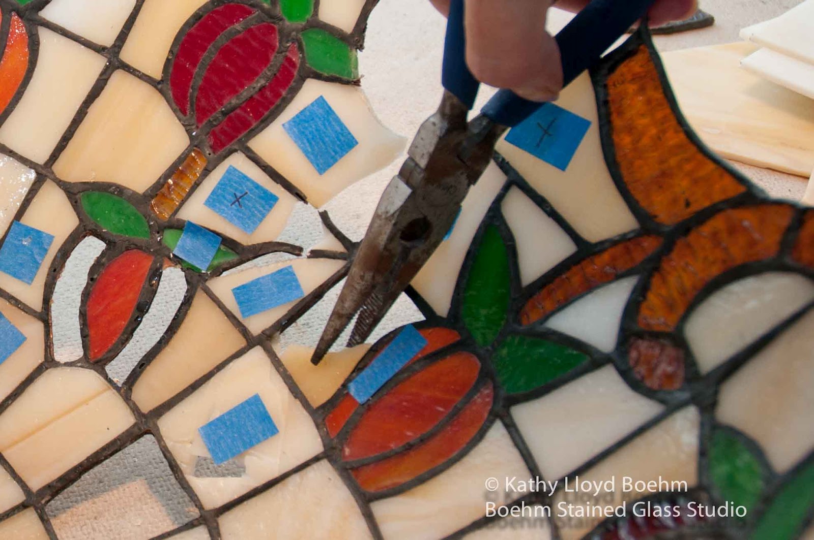 Boehm Stained Glass Blog Repairs to Stained Glass Tulip Lamp