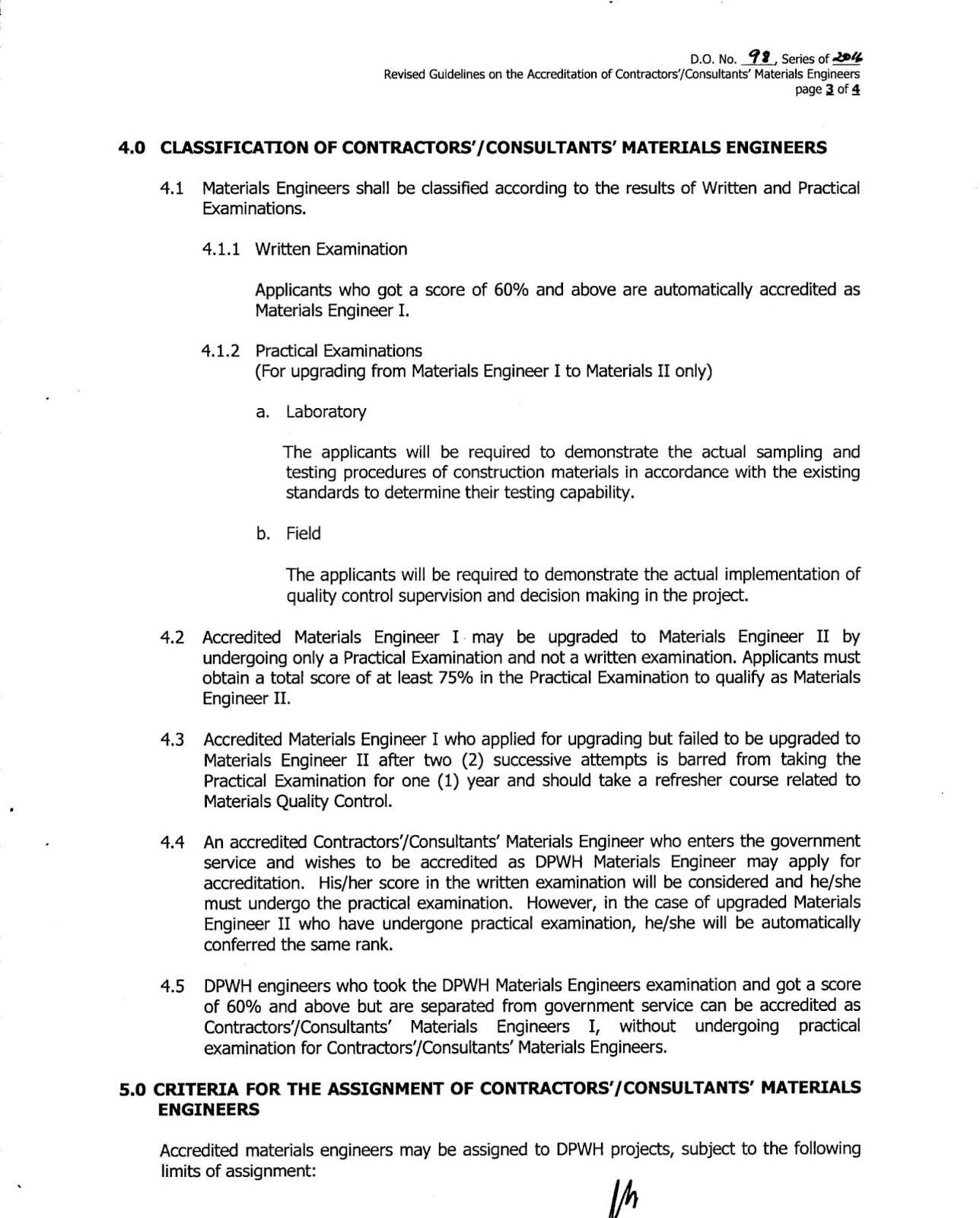 Revised guidelines on the accreditation of Contractor's/Consultants