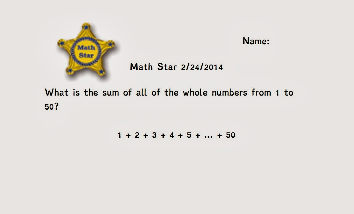 Howard Math Lab Middle School: Math Star 2/24/14