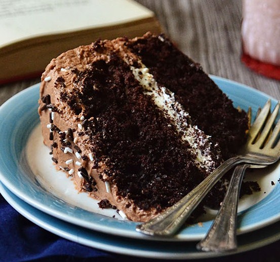 MALTED CHOCOLATE CAKE WITH TOASTED MARSHMALLOW FILLING