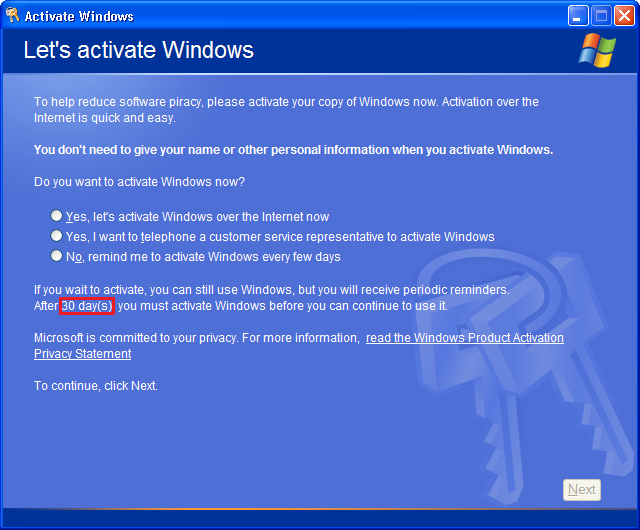 slmgr for Windows XP, reset trial