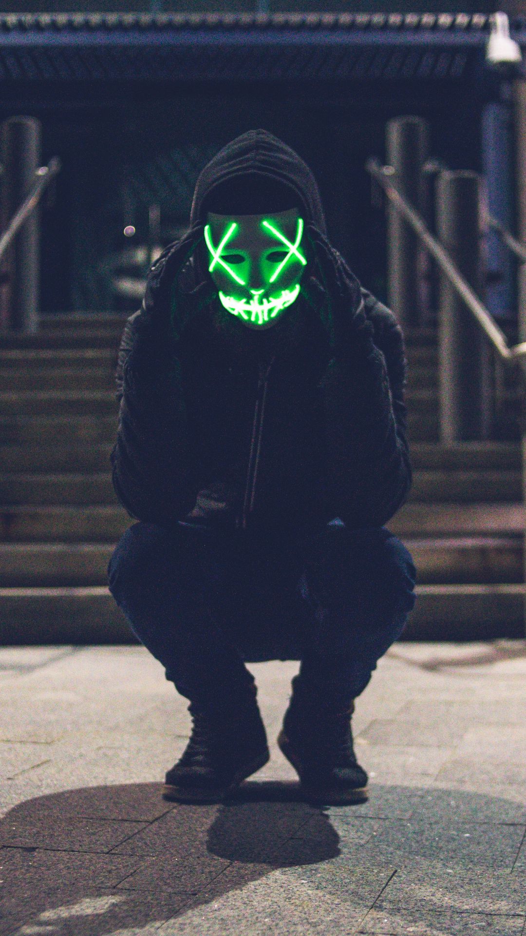 Hoodie Guy Green Neon Mask wallpaper + Wallpapers Download 2024
