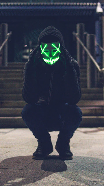 Hoodie Guy Green Neon mask wallpaper