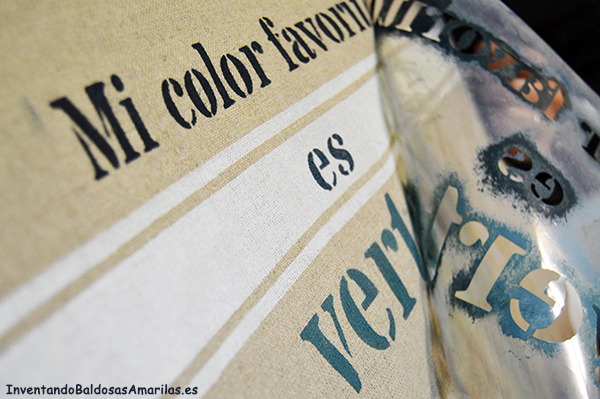 Plantilla stencil o estarcido sobre arpillera