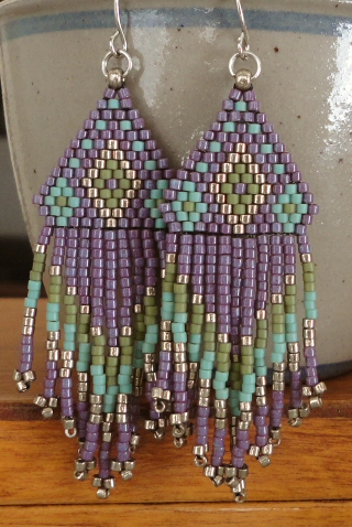 earrings fringe bead native beaded american seed patterns purple jewelry linda beading inspirations crafty easy dangle delica turquoise