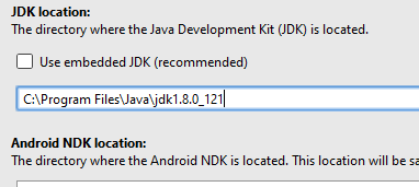 Android Studio - Project Structure - JDK Location